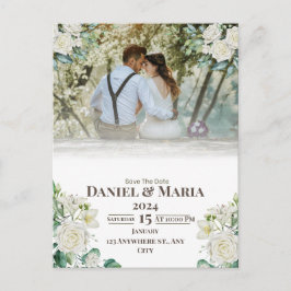 Groen Eenvoudig met Foto Save The Date Kaart
