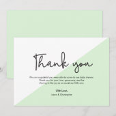 Groen eenvoudig modern Baby shower Dank u Kaart (Voorkant / Achterkant)