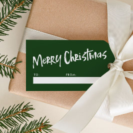Groen Eenvoudig Modern Lettering Vrolijk Kerstfees Cadeaulabel