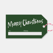 Groen Eenvoudig Modern Lettering Vrolijk Kerstfees Cadeaulabel (Voorkant (Horizontaal))