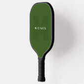 Groen Eenvoudig Modern Naam Monogram Pickleball Paddle (Links)