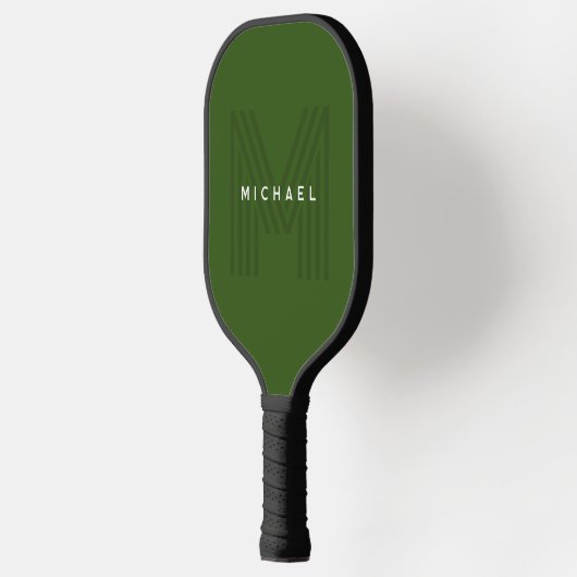 Groen Eenvoudig Modern Naam Monogram Pickleball Paddle (Links)