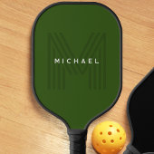 Groen Eenvoudig Modern Naam Monogram Pickleball Paddle