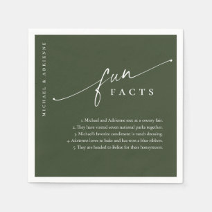 Groen Eenvoudig Modern Script Leuke Feiten Bruilof Servet