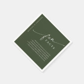 Groen Eenvoudig Modern Script Leuke Feiten Bruilof Servet (Hoek)