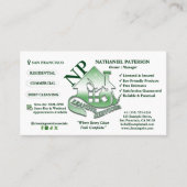 Groen Eenvoudig Monogram Logo Schoonmaakdiensten Visitekaartje (Voorkant)