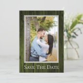 Groen Eenvoudig Rustiek Foto Save The Date (Staand voorkant)
