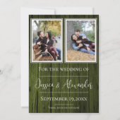 Groen Eenvoudig Rustiek Foto Save The Date (Achterkant)