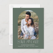 Groen | Eenvoudige moderne Arch-foto slaat de datu Aankondigingskaart (Voorkant / Achterkant)