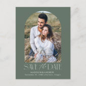 Groen | Eenvoudige moderne Arch-foto slaat de datu Aankondigingskaart (Voorkant)