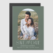 Groen | Eenvoudige moderne Arch-foto slaat de datu Magnetische Uitnodiging (Voorkant / Achterkant)