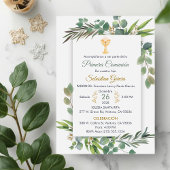 Groen Eerste Communie in Spaans Schattige Kelk Kaart