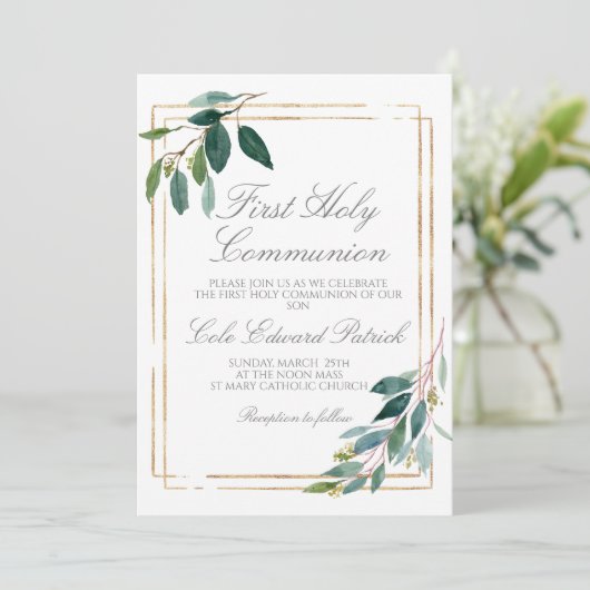 Groen eerste communie kaart (Staand voorkant)