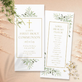Groen eerste heilige communie gebedskaart bladwijz