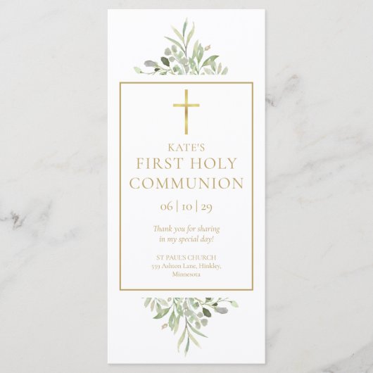 Groen eerste heilige communie gebedskaart bladwijz (Voorkant)