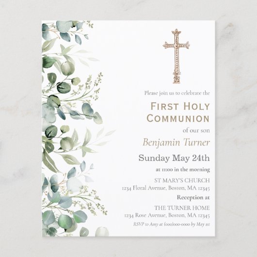groen | Eerste Heilige Communie Uitnodiging tot he (Voorkant)