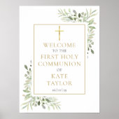 Groen Eerste Heilige Communie Welkomstbord Poster (Voorkant)