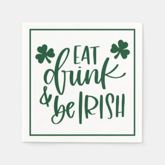 Groen Eet Drink Iers Feest Typografie Ontwerp Servet