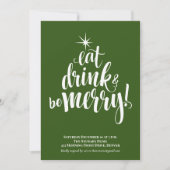 Groen Eet Drink & Wees Vrolijk Kerstfeest Kaart (Voorkant)