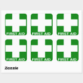 Groen EHBO-teken Vierkante Sticker (Vel)