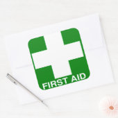 Groen EHBO-teken Vierkante Sticker (Envelop)