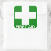 Groen EHBO-teken Vierkante Sticker (Tas)