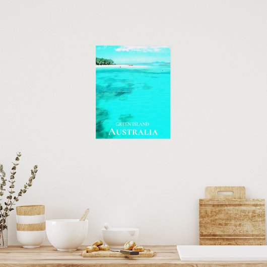 Groen eiland Great Barrier Reef Australië Poster (Keuken)