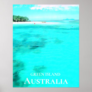 Groen eiland Great Barrier Reef Australië Poster