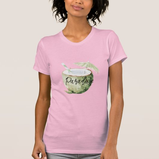 Groen Eiland Kokosnoot Paradijs T-shirt (Voorkant)
