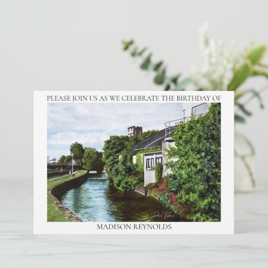 Groen eiland Painting Birthday Invitation Kaart (Staand voorkant)