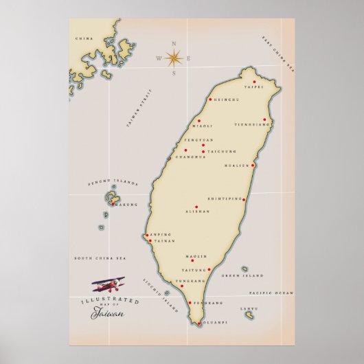 Groen eiland Taiwan reisposter. Poster (Voorkant)
