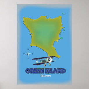 Groen eiland Taiwan reisposter. Poster