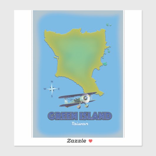 Groen eiland Taiwan reisposter. Sticker (Vel)