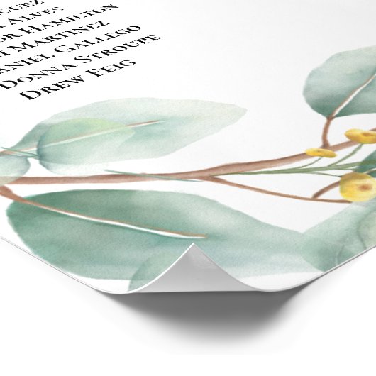 Groen Elegant Alphabet Bruiloft Zitkaarten Poster (Hoek)