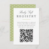 Groen Elegant Baby Gift Registry met QR code Informatiekaartje (Voorkant / Achterkant)