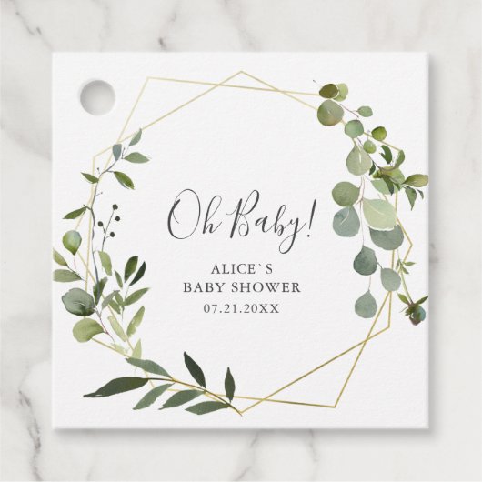Groen Elegant Baby shower Bedankjes Labels (Voorkant)