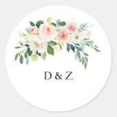 Groen Elegant Bloemen Bruiloft Envelop Afdichtinge Ronde Sticker (Voorkant)