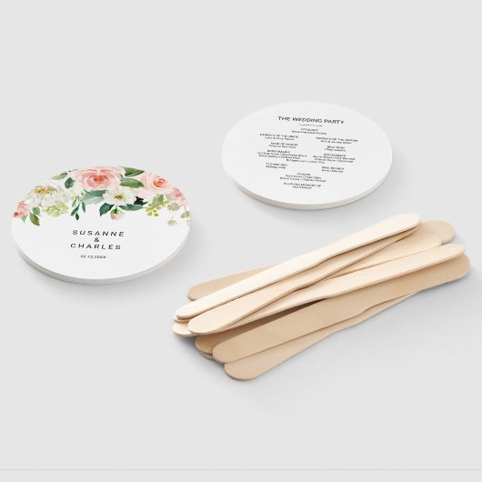 Groen Elegant Bloemen Bruiloft Handwaaier (Niet-gemonteerd)