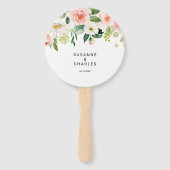 Groen Elegant Bloemen Bruiloft Handwaaier (Voorkant)