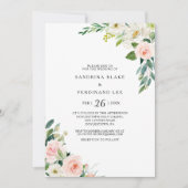 Groen Elegant Bloemen Bruiloft Kaart (Voorkant)