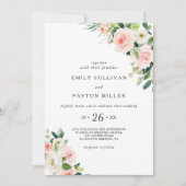 Groen Elegant Bloemen Bruiloft Kaart (Voorkant)