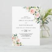 Groen Elegant Bloemen Bruiloft Kaart (Staand voorkant)