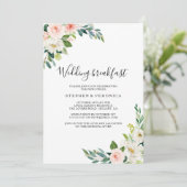 Groen Elegant Bloemen Bruiloft Ontbijt Kaart (Staand voorkant)