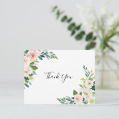 Groen Elegant Bloemen Dank u Briefkaart (Staand voorkant)