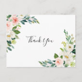 Groen Elegant Bloemen Dank u Briefkaart (Voorkant)