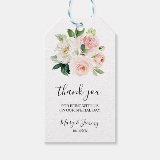 Groen Elegant Bloemen Dank u Cadeaulabel (Voorkant)