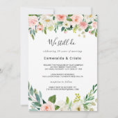 Groen Elegant Bloemen Gelofte Vernieuwing Kaart (Voorkant)