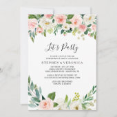 Groen Elegant Bloemen Laten we feesten Kaart (Voorkant)