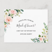 Groen Elegant Bloemen Maid of Honor Uitnodiging Briefkaart (Voorkant)