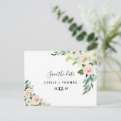 Groen Elegant Bloemen Save the Date Briefkaart (Staand voorkant)